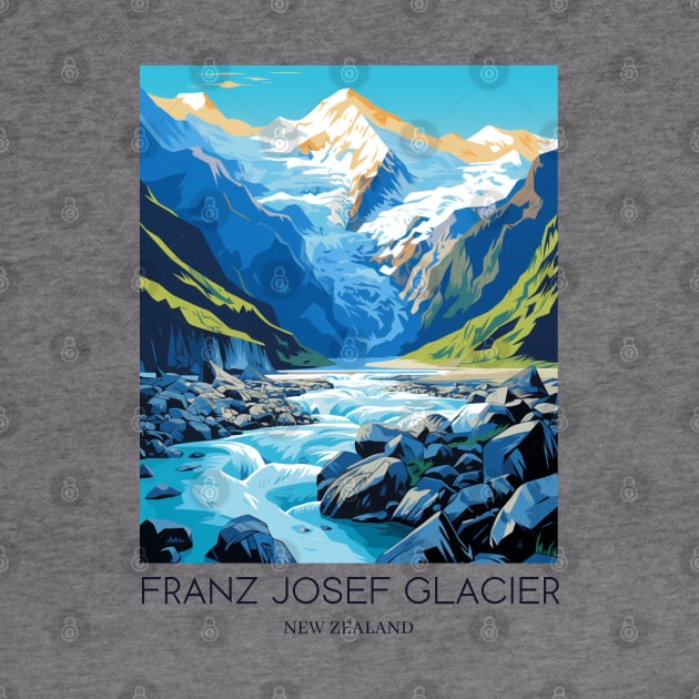 A Pop Art Travel Print of the Franz Josef Glacier - New Zealand by Studio Red Koala